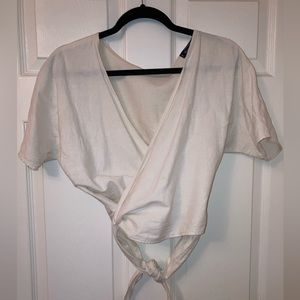 100% linen cropped wrap top